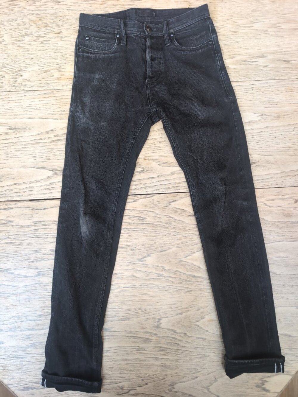 Mens Faded Unbranded UB144 Black Skinny Selvedge Denim Size 29